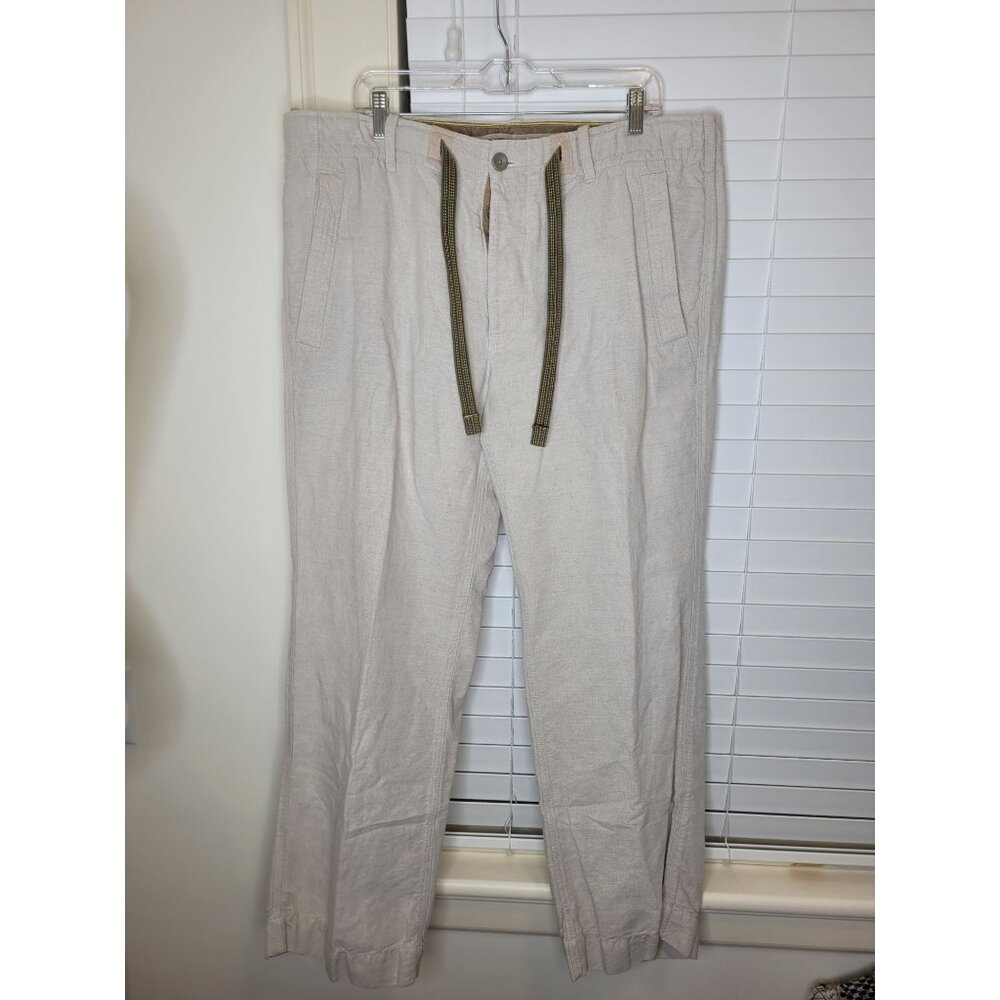 Gap Men's Linen-Cotton Pants 38x32 Drawstring Waist Beige